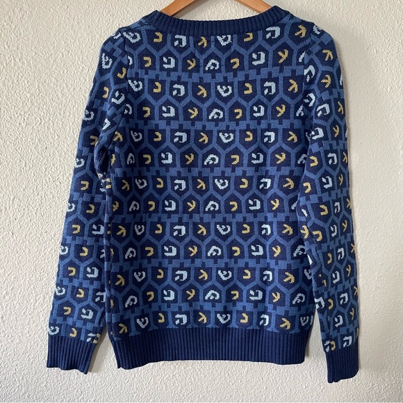 Tipsy Elves Hanukkah Dreidel Motif Sweater Women’s Medium Blue Yellow Novelty - Picture 10 of 12